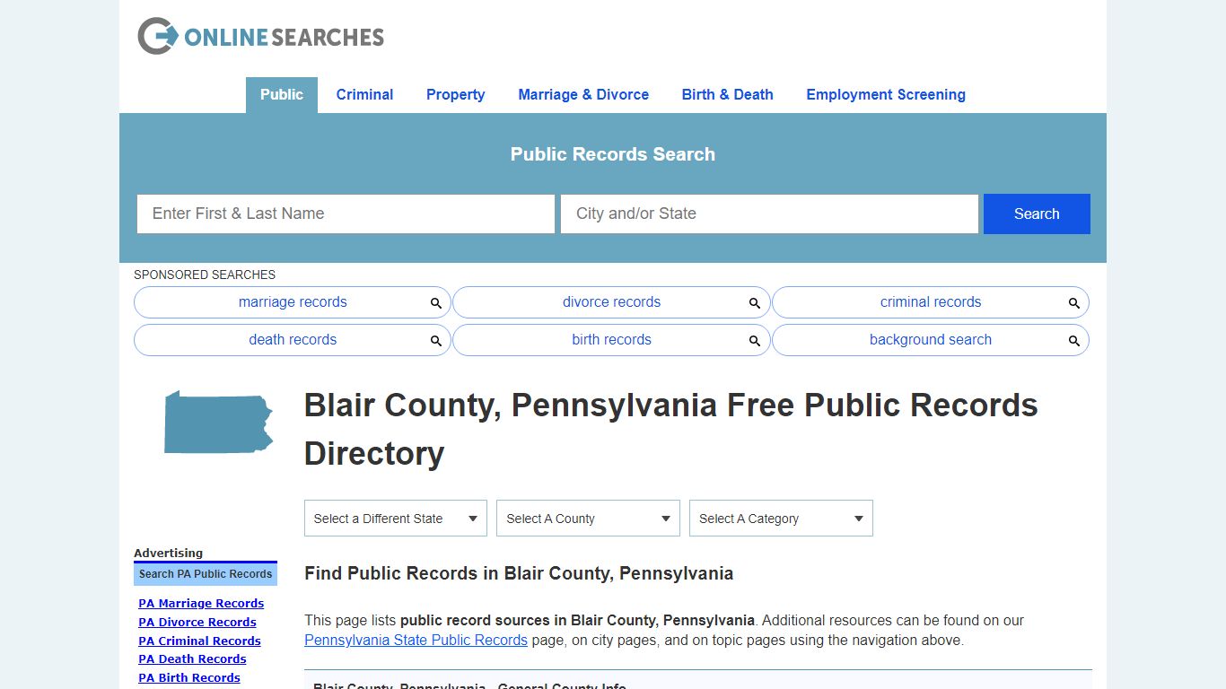 Blair County, Pennsylvania Public Records Directory