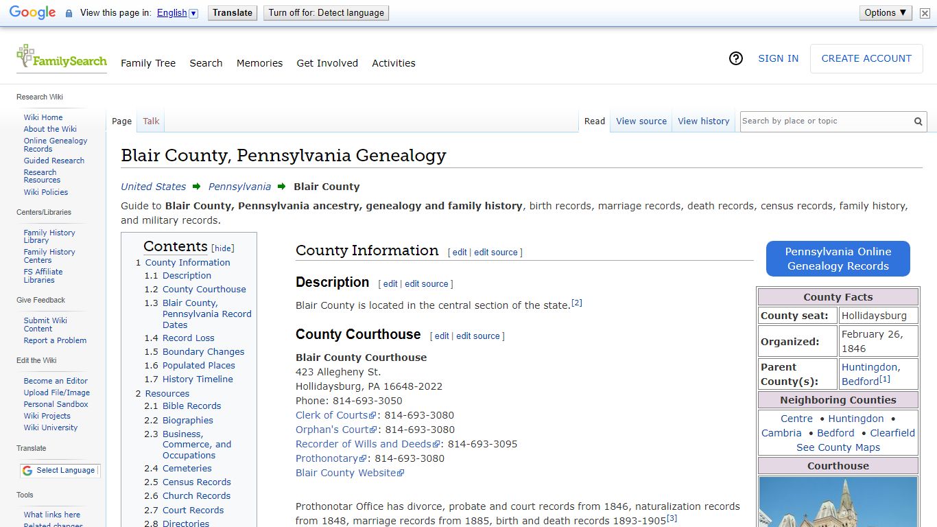 Blair County, Pennsylvania Genealogy • FamilySearch